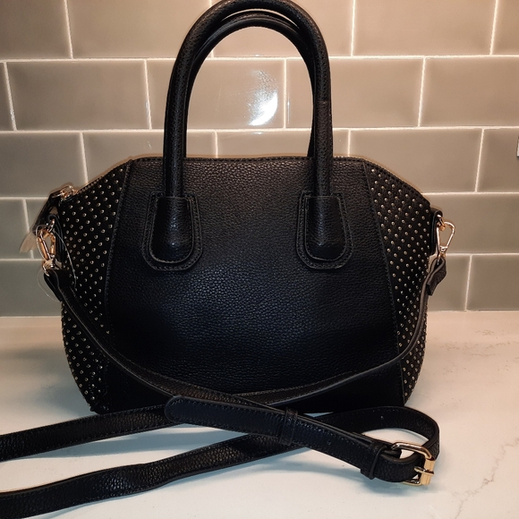 Mitztique Black w/ Gold Studded Purse Satchel Bag NWT - Picture 2 of 4